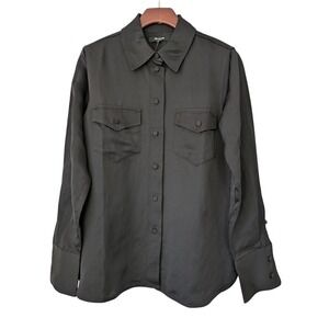 Madewell Western‎ Shirt in Linen Blend Size 6 Black NWT NT505